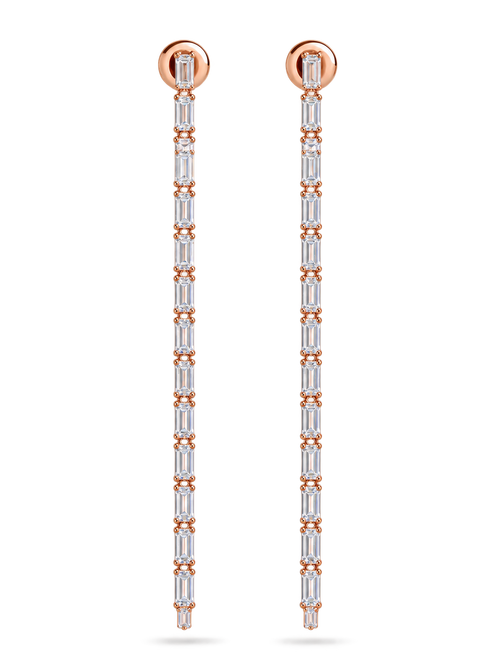 Rose Gold Baguette Drop Earrings - Front View