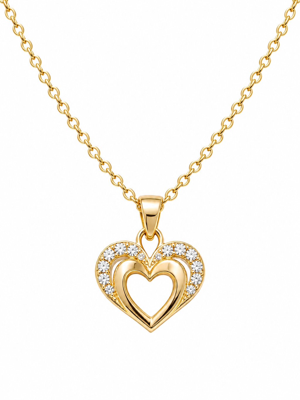 Triple Heart Pendant Necklace - close-up view