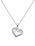 Double Heart Crystal Necklace – angled view