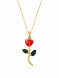 Red Rose Pendant Necklace - close-up view