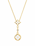 White Floral Drop Necklace - front view