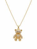 Teddy Bear Pendant Necklace - front view on white background