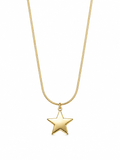 Gold star pendant necklace on snake chain - front view