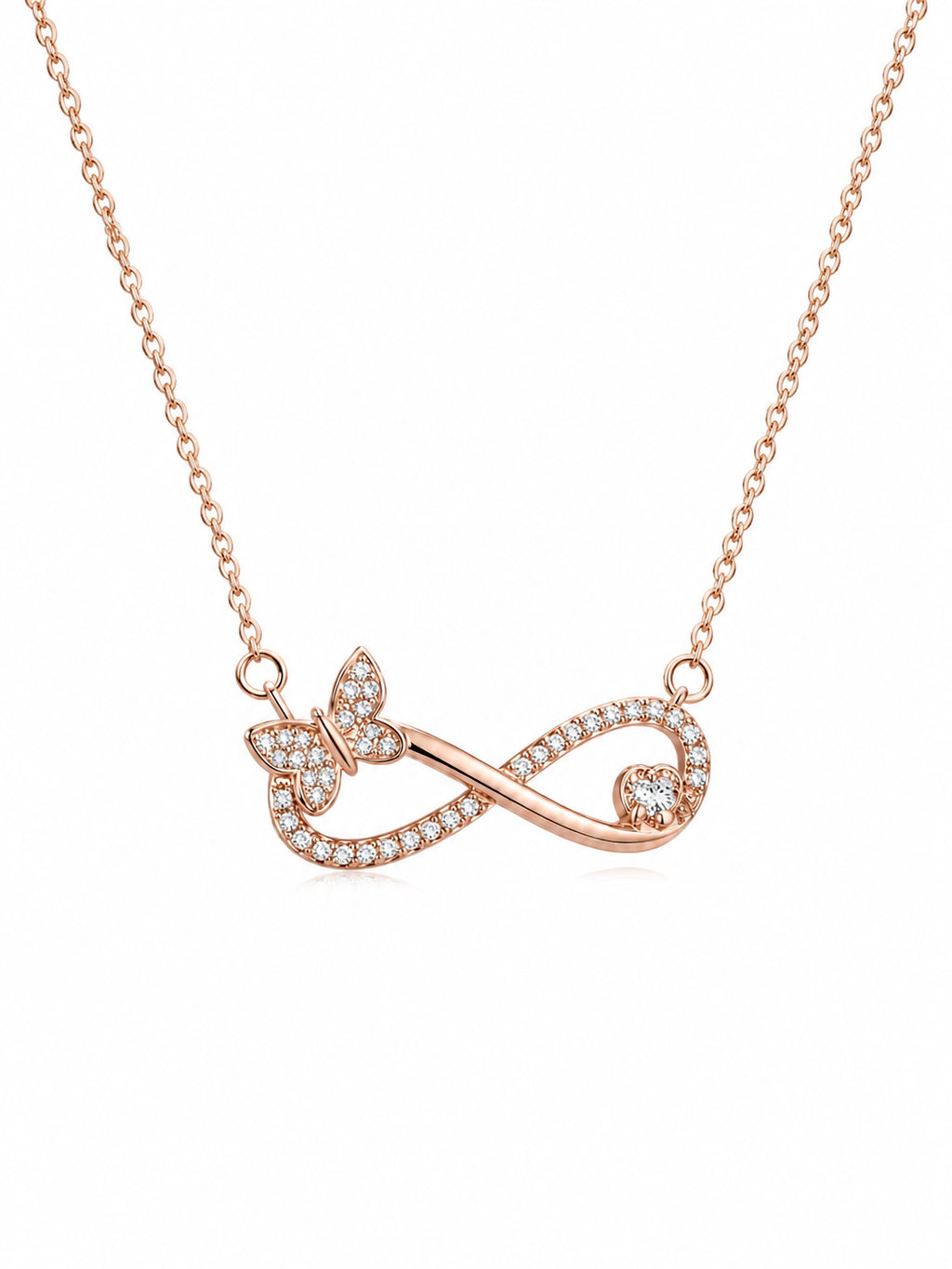 Butterfly Infinity Necklace - close up front view