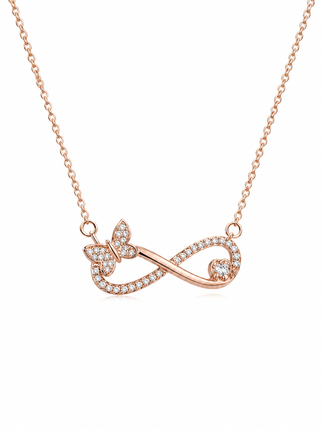 Butterfly Infinity Necklace - close up front view