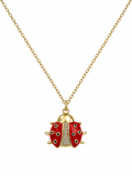 Lucky Ladybug Pendant Necklace - front view close up