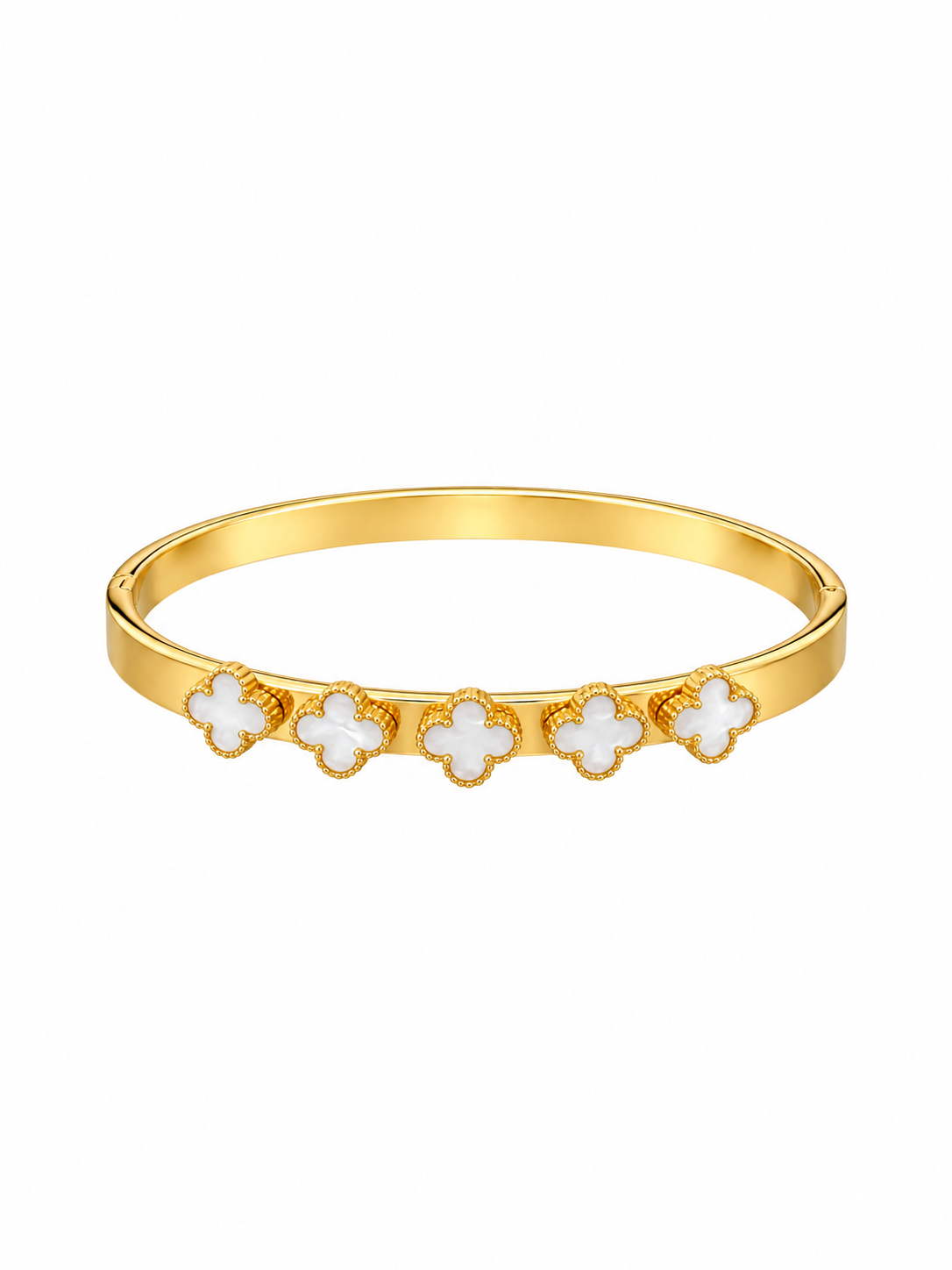 White clover gold bangle bracelet in 316L stainless steel