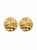 Hammered Gold Disc Earrings in 316L Stainless Steel