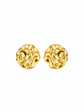 316L stainless steel gold stud earrings with textured medallion design