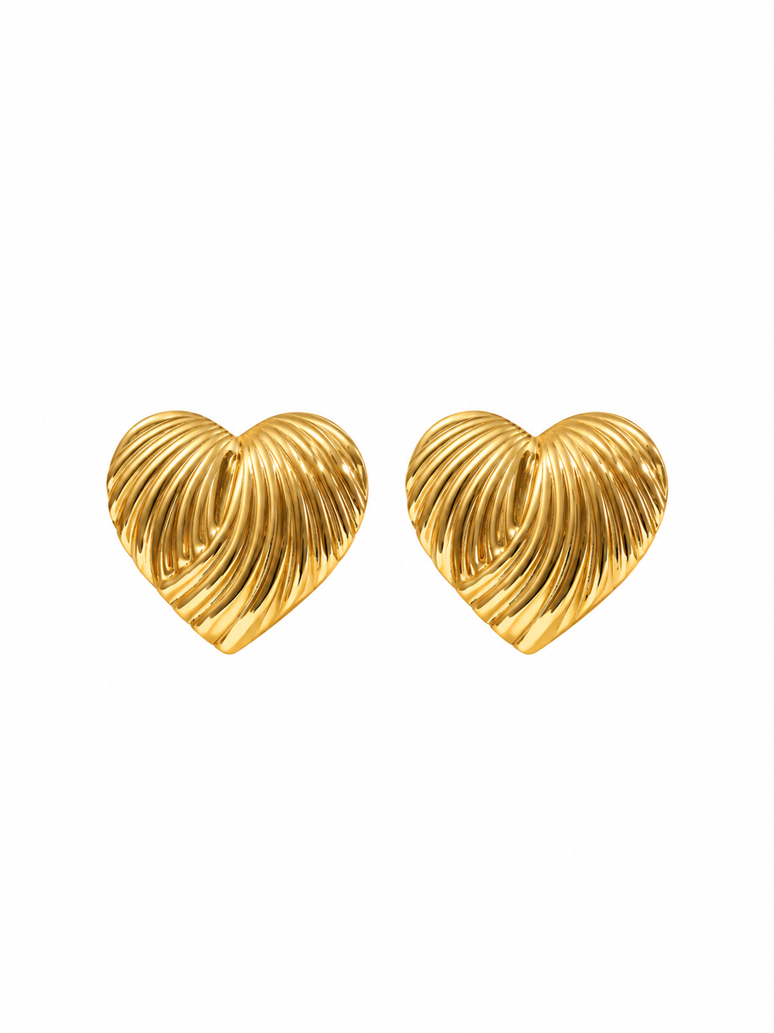 Textured Heart Stud Earrings in gold-tone 316L stainless steel