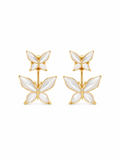 Double Butterfly Mother of Pearl Gold-tone Earrings