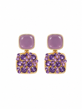 Purple Crystal Square Drop Earrings