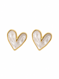 Pearl Heart Stud Earrings in gold-tone 316L stainless steel with mother-of-pearl inlay