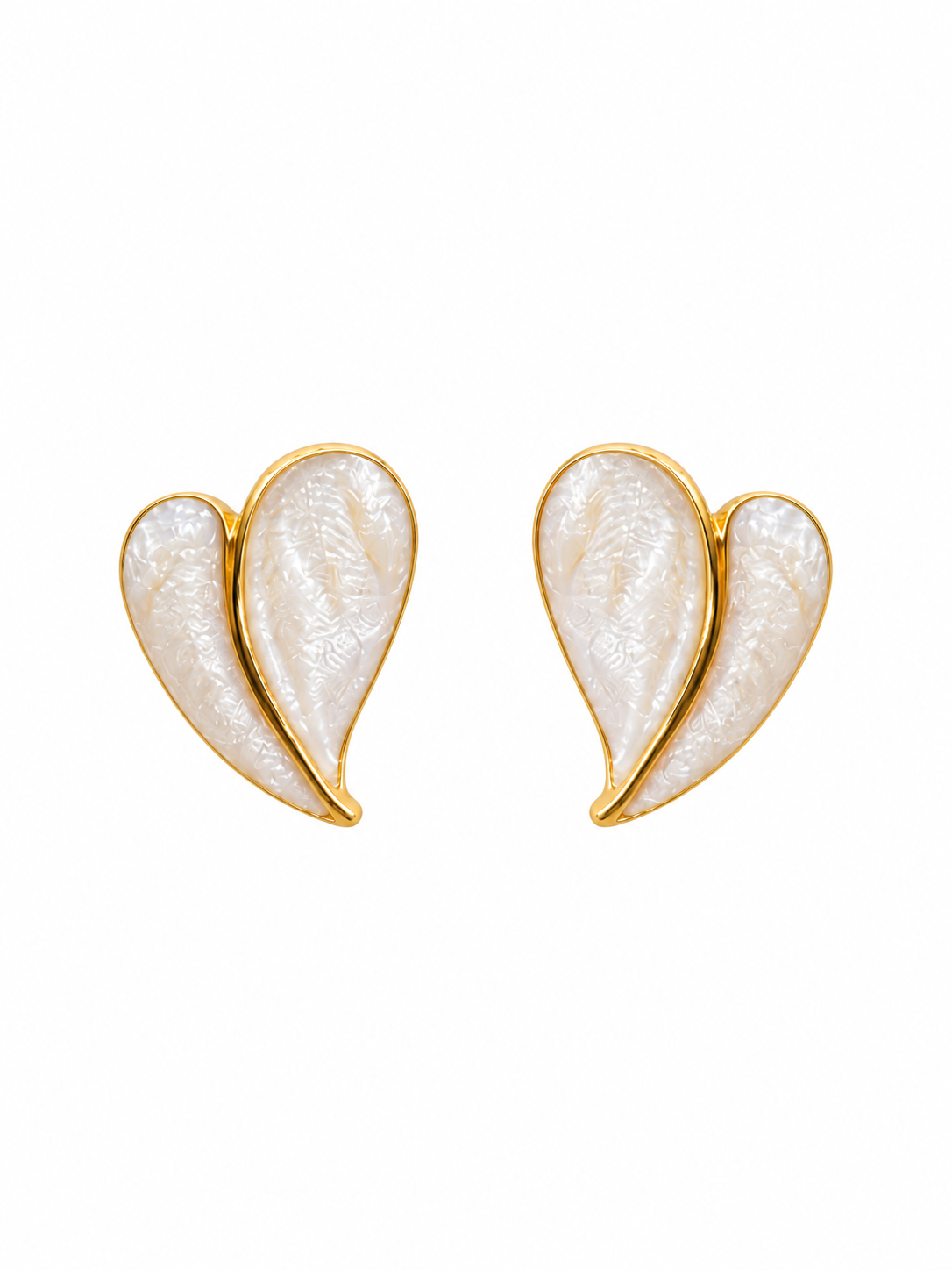 Mother of Pearl Heart Earrings in gold-tone 316L stainless steel