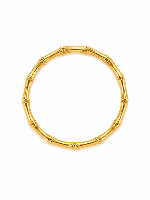 Bamboo Gold Bangle Bracelet in 316L Stainless Steel gold-tone finish