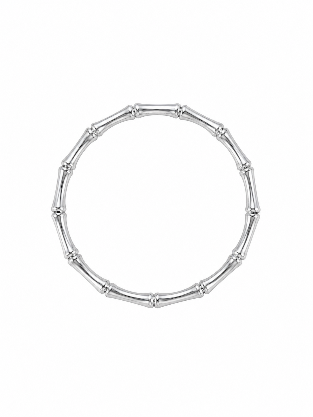 Bamboo bangle bracelet in silver 316L stainless steel