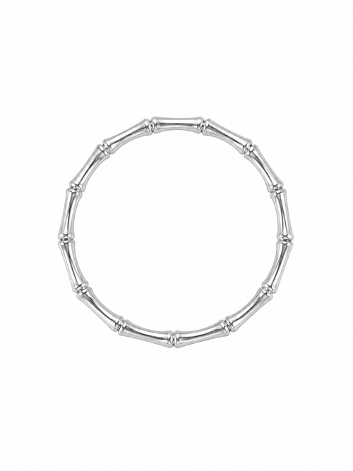 Bamboo bangle bracelet in silver 316L stainless steel