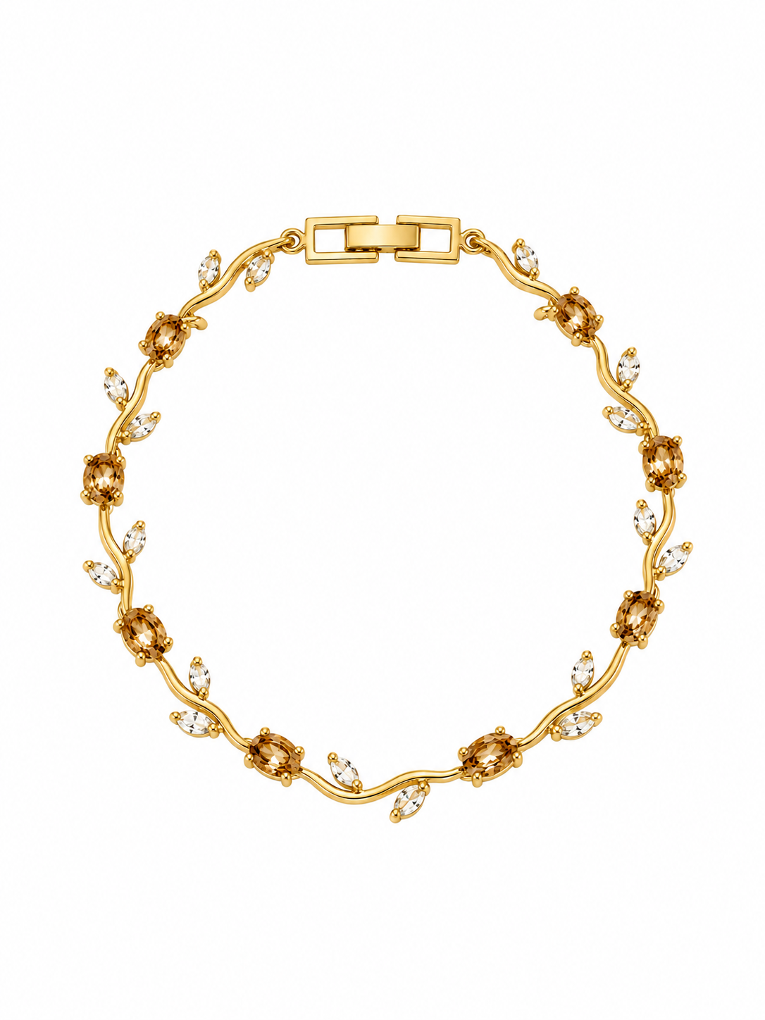 Golden Vine Crystal Bracelet in gold-tone 316L stainless steel with champagne and clear crystals