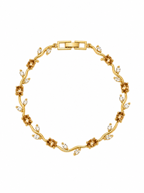 Golden Vine Crystal Bracelet in gold-tone 316L stainless steel with champagne and clear crystals