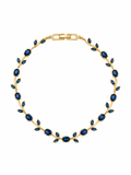 Blue sapphire vine tennis bracelet in gold tone 316L stainless steel