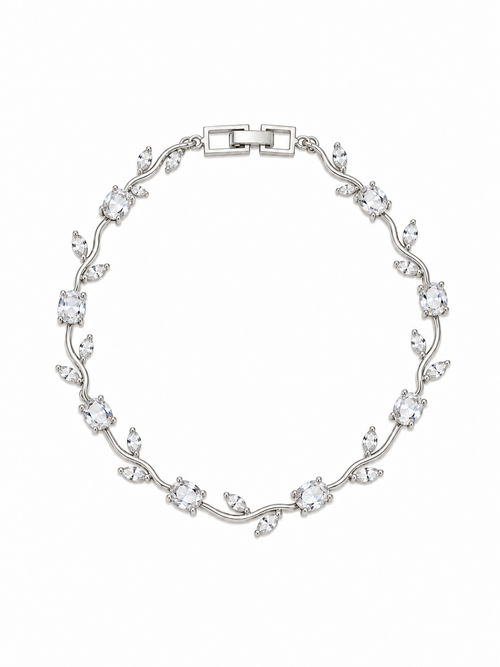 Tulip Crystal Vine Bracelet in silver with oval and marquise CZ crystals