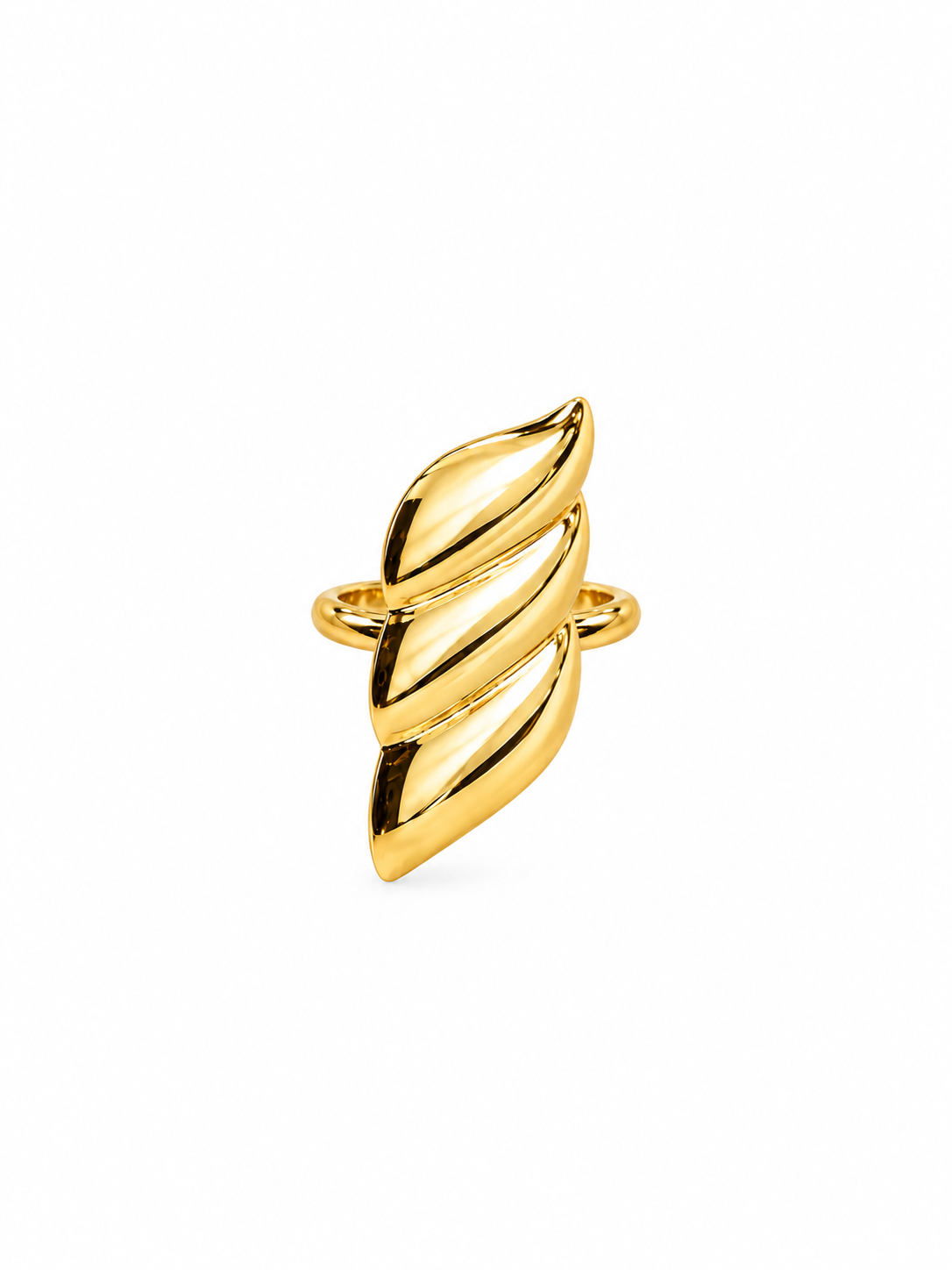 Celestia Wing Leaf Ring in gold-plated stainless steel