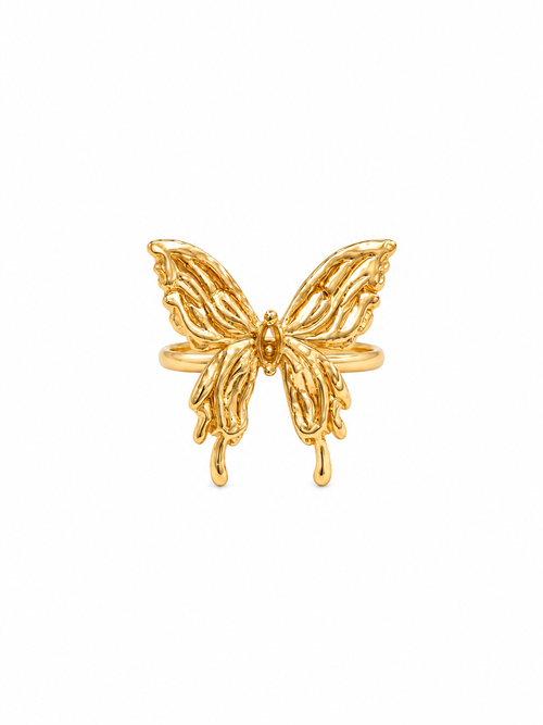 Celestia Butterfly Ring in gold-plated stainless steel
