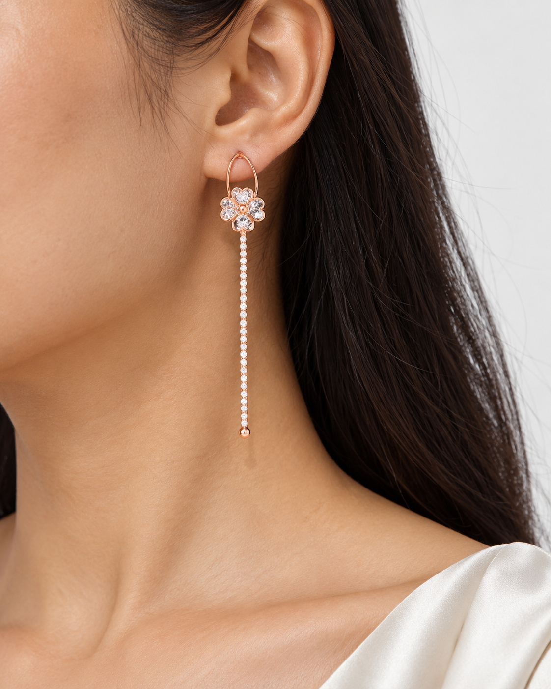 Rose Gold Flower Drop Earrings